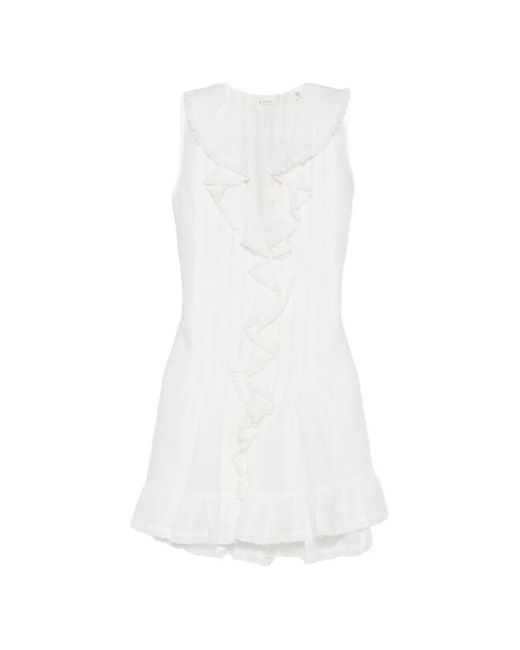 Doen White Henrietta Ruffled Sleeveless Midi Dress