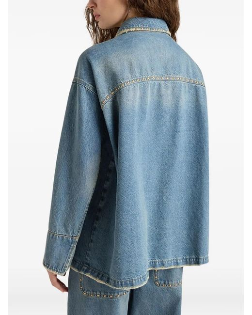 Momoní Blue Stud-Embellished Double-Breasted Jacket