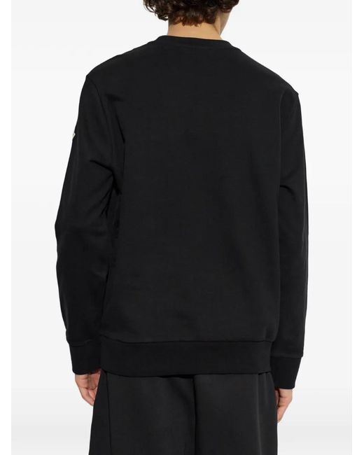 Moncler Black Embroidered Logo Sweatshirt for men