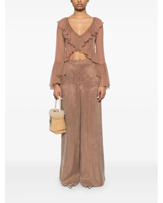 Blumarine Natural Gabardine Trousers