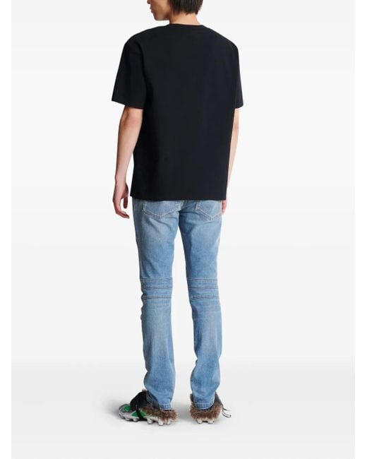 Balmain Black Lettre Flocked T-Shirt for men