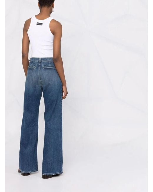 Nili Lotan Blue Wide-Leg Bleach-Effect Denim Jeans