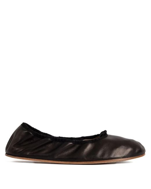 The Row Women's Black Round Ballet Flat In Leather