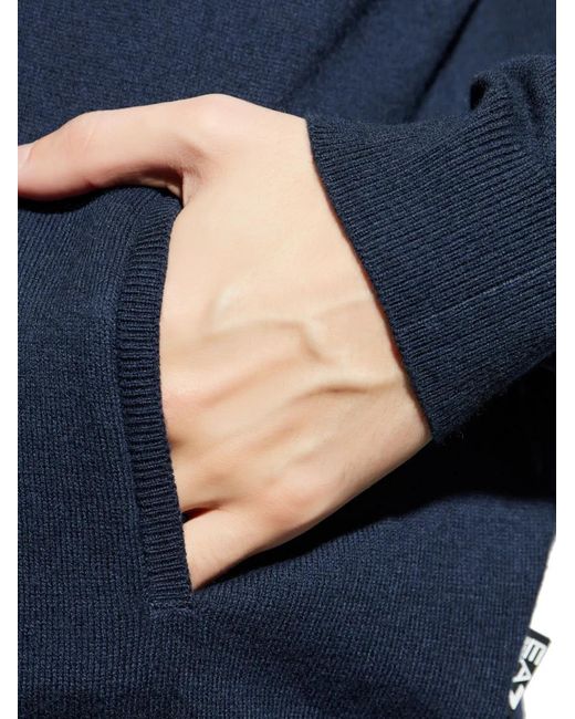 EA7 Blue Zip Cardigan for men