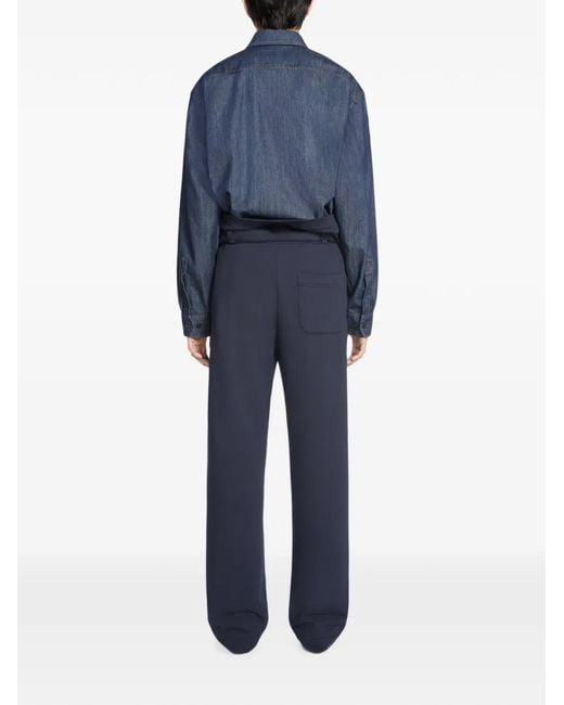 Dries Van Noten Blue Drawstring Cotton Sweatpants for men