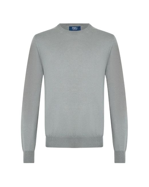 Fedeli Gray Crew-Neck Long-Sleeve Sweater for men