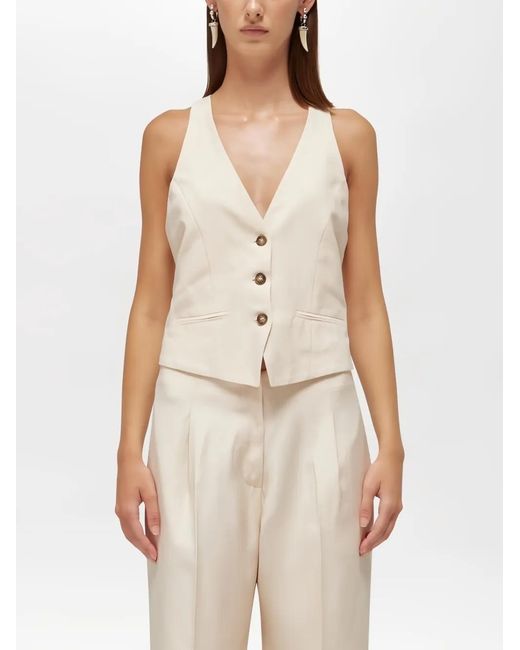Blugirl Blumarine Natural Lace-Trimmed Waistcoat