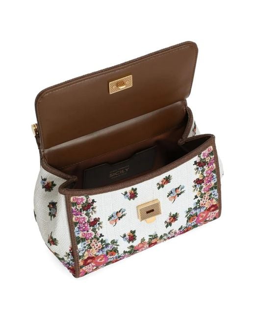 Dolce & Gabbana White Floral Tote Bag