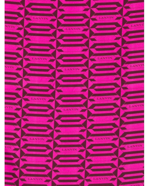 Lanvin Pink Geometric-Pattern Silk Scarf