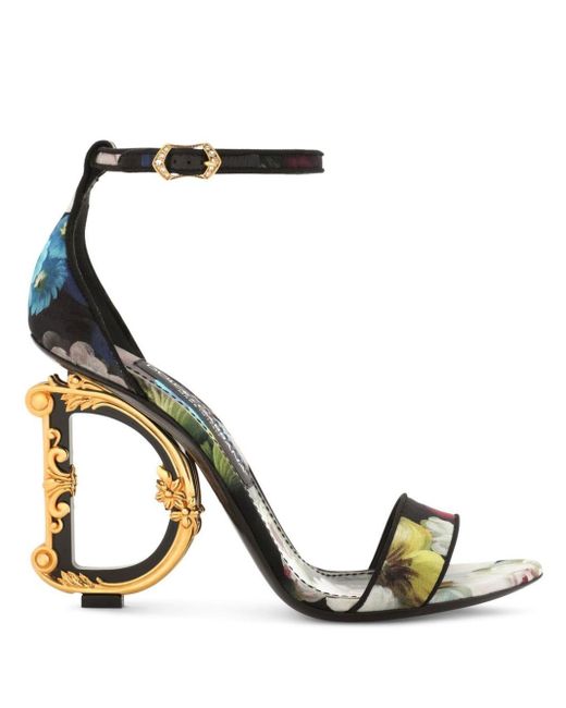 Dolce & Gabbana Black 105mm Dg Baroque-heel Sandals