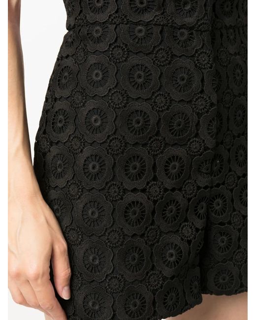 Moschino Black Floral-Appliqué High-Waist Mini Shorts