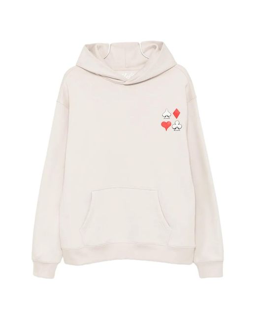 Melt White Playing-Card-Print Hoodie for men