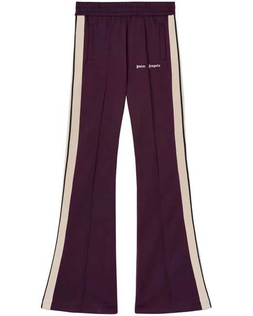 Palm Angels Purple Logo-Embroidered Flared Track Pants