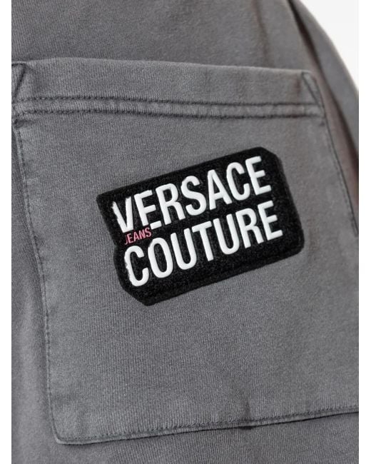 Versace Jeans Couture Gray Logo-Patch Elasticated Trousers for men