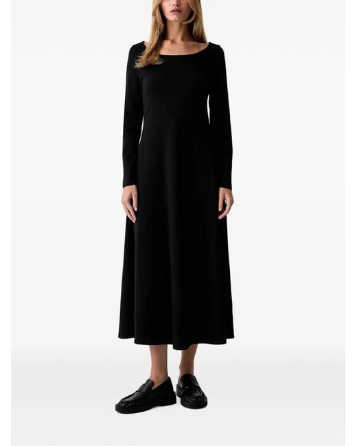 Marc O' Polo Black Long-Sleeve Jersey Midi Dress
