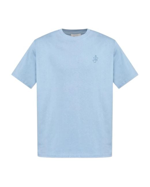 Camiseta con logo bordado J.W. Anderson de hombre de color Blue