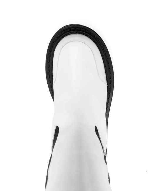 Toga White Two-Tone Knee Boots