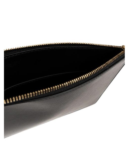 Balmain Black Chain-Link Leather Clutch Bag