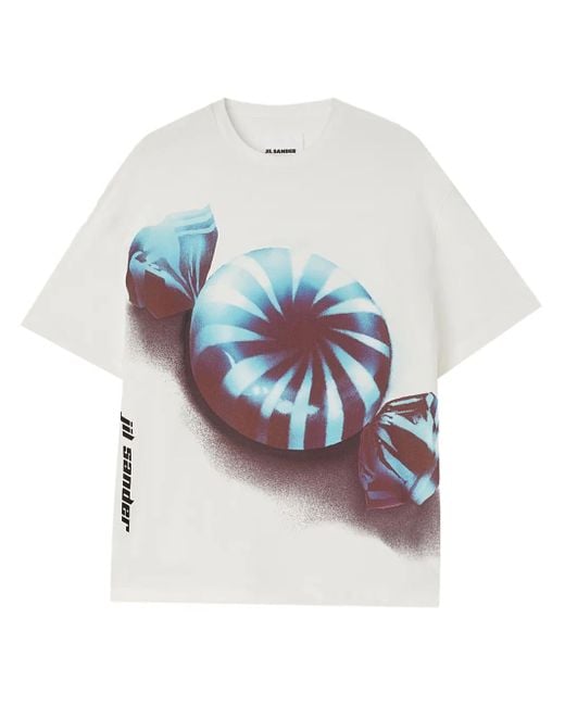 Jil Sander White Graphic-Print Cotton T-Shirt