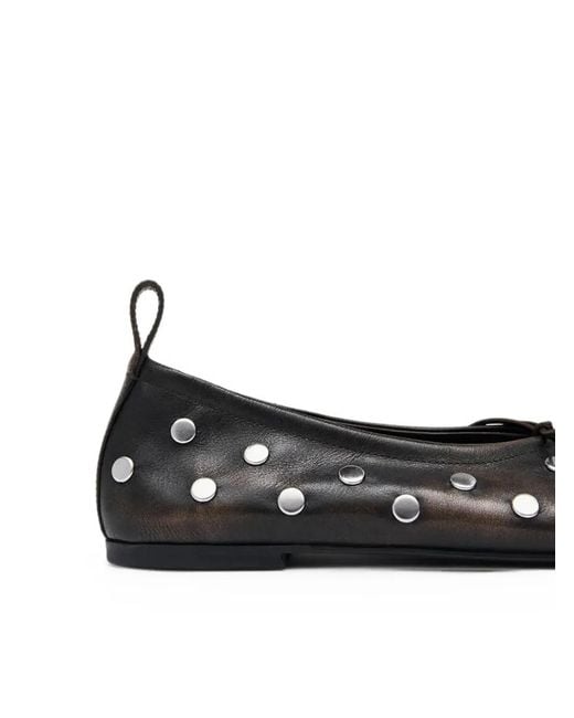 Alohas Black Rosalind Stud-Embellished Leather Ballet Flats