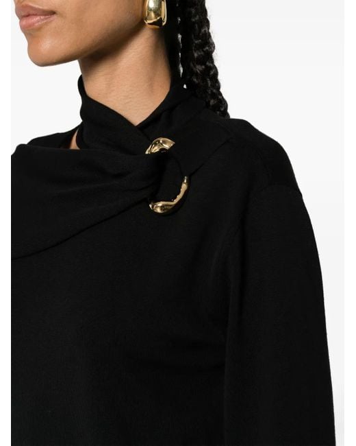 Jil Sander Black Scarf-Detailed Knit Top