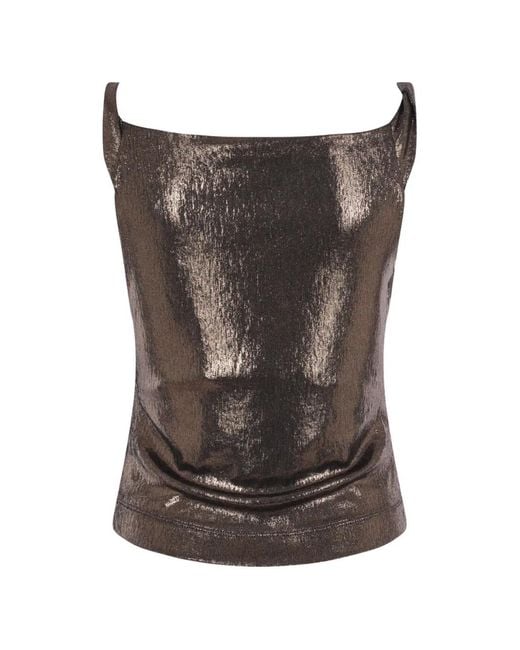 Vivienne Westwood Brown Draped Metallic-Effect Top
