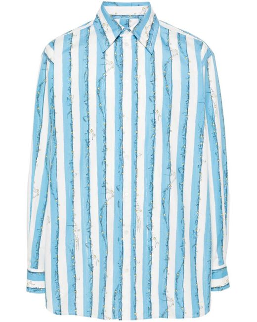 Camisa a rayas con estampado de nadadores Bottega Veneta de hombre de color Blue
