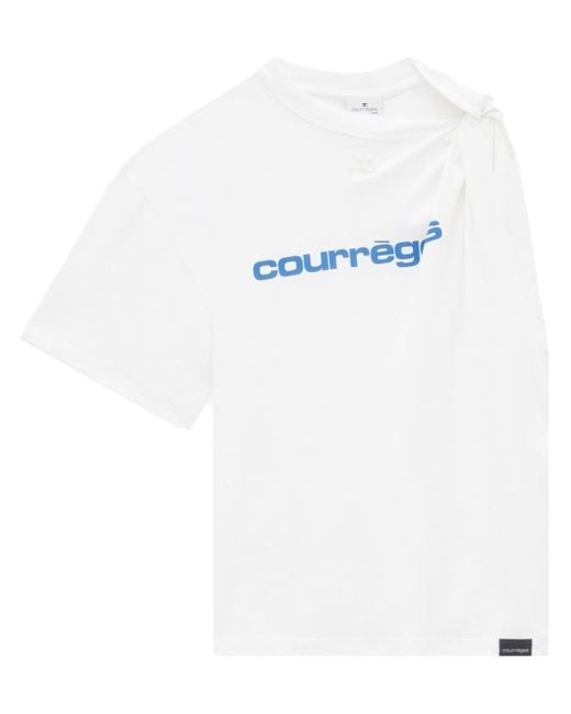 Courreges Logo-print Asymmetric T-shirt in White for Men | Lyst