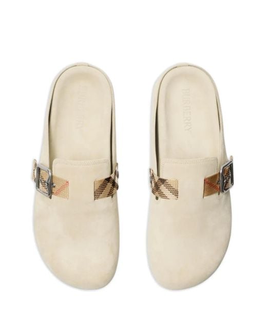 Burberry White Suede Urchin Clogs