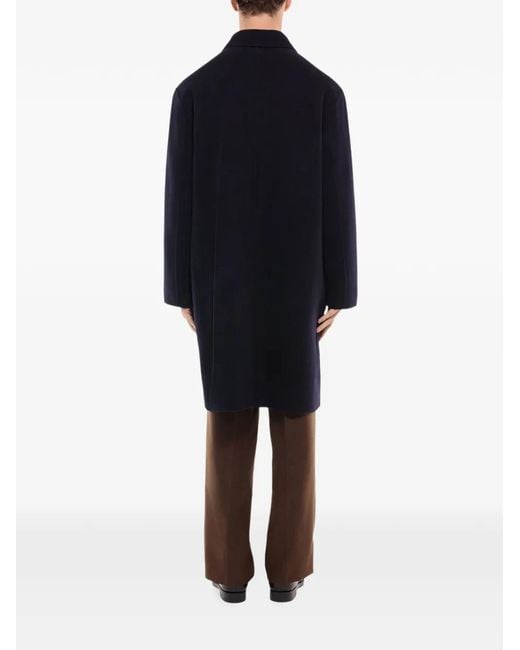 Fursac Blue Button-Up Wool Overcoat for men