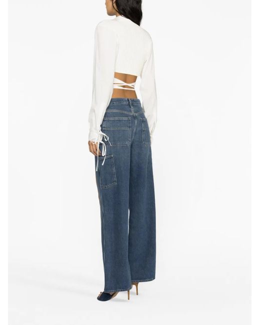 Agolde Blue Magda Organic Cotton Wide-leg Jeans