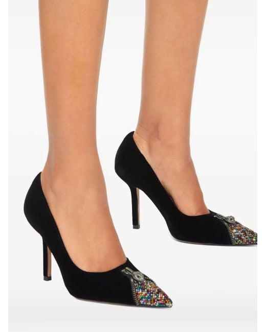 Kurt Geiger Black 95Mm Zip Embellished Court Pumps