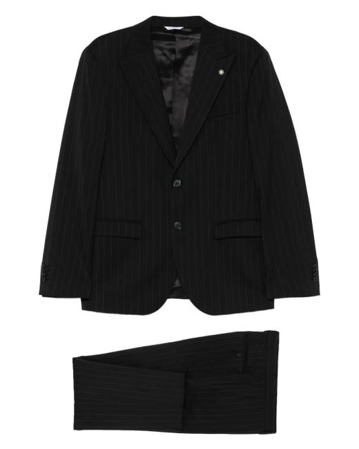 Manuel Ritz Black Pinstripe Suit for men