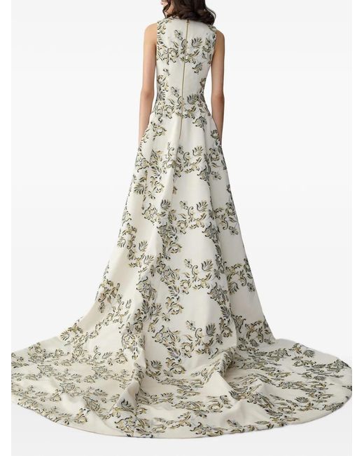 Carolina Herrera White Robe Longue En Jacquard