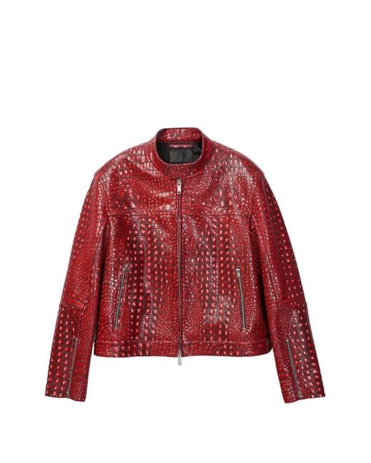 CAMPERLAB Red Zipped Smooth Leather Jacket