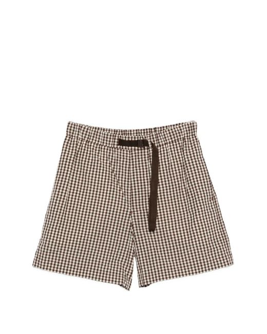 Moncler Brown Checked Belt Shorts for men