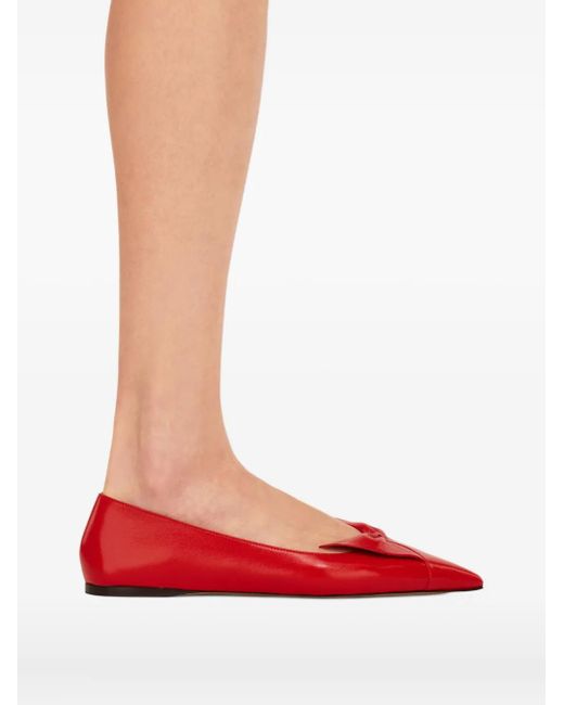 Ferragamo Red Bow Ballerina Shoes