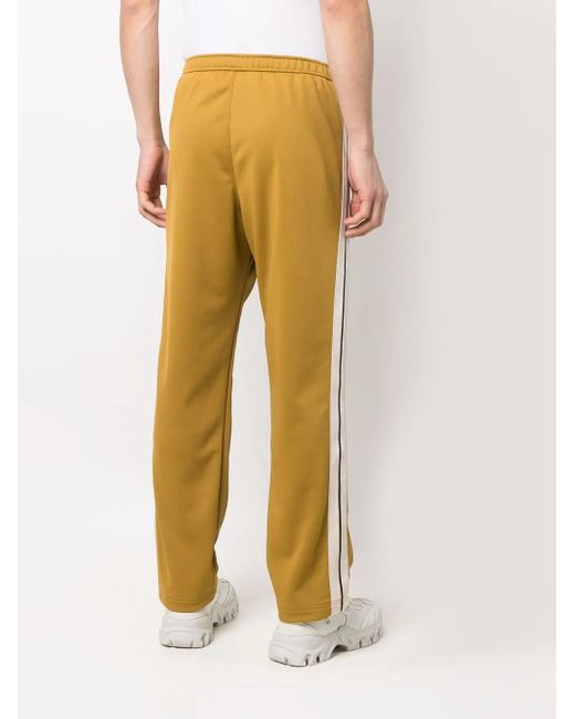 Palm Angels Natural Logo-Print Straight-Leg Trousers for men