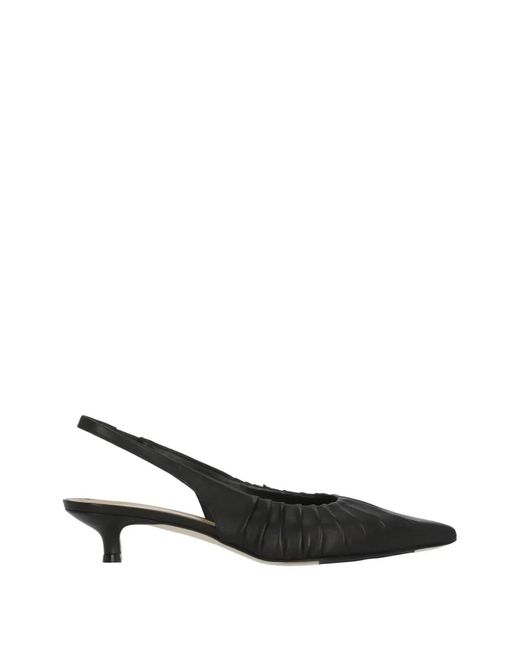 Julie Dee Black Ruched Slingback Pumps