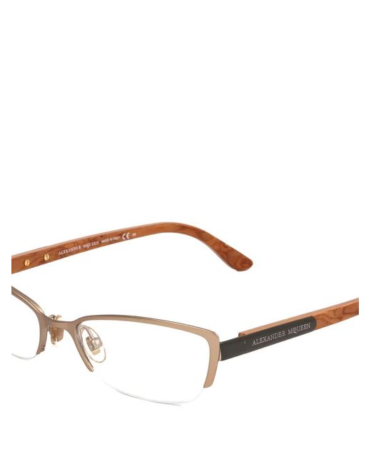 McQueen Natural Rectangle-Frame Glasses
