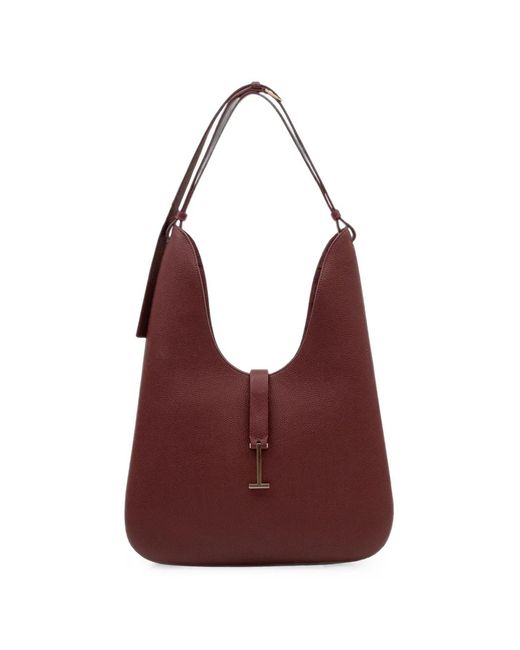 Tom Ford Purple Medium Kara T-Bar Pebbled Leather Tote Bag