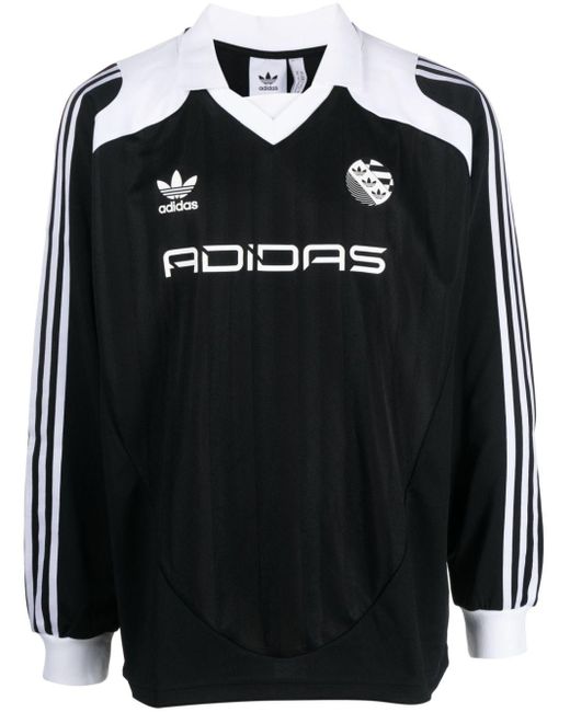 Adidas Black Logo-print Jersey Polo Shirt for men