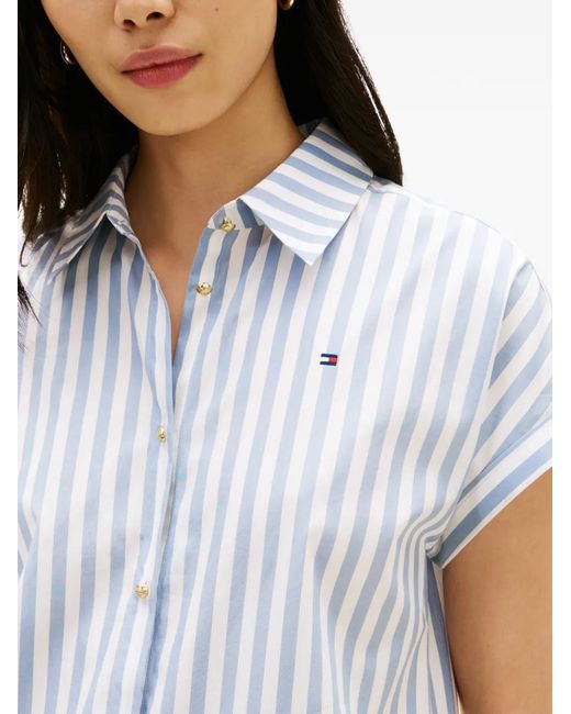 Tommy Hilfiger White Striped Pleated Dress