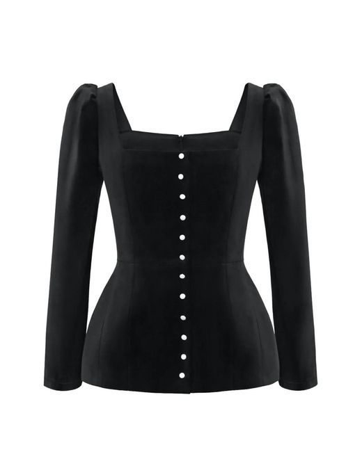 POST MERIDIEM Black Square-Neck Top