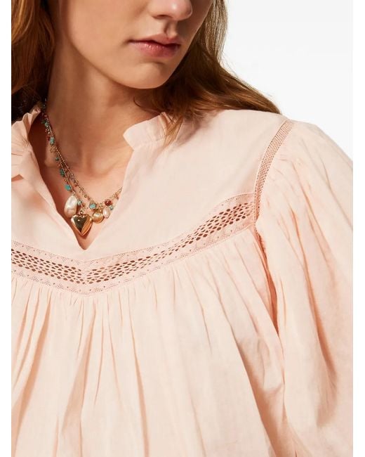 Twinset Natural Muslin Blouse With Gathering