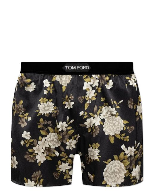 Boxers De Mezcla De Seda Floral Tom Ford de hombre de color Black