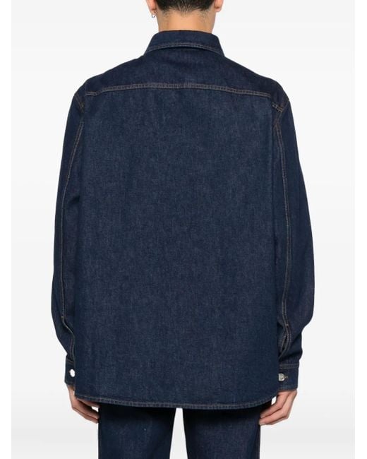 Gucci Blue Button-Fastening Denim Shirt for men