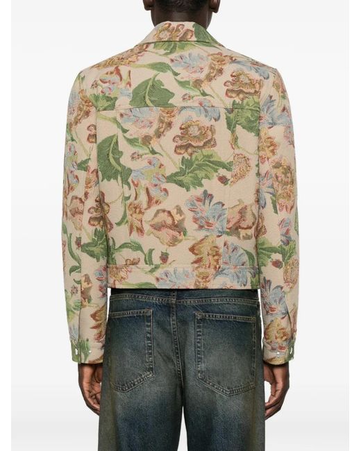 Amiri Natural Floral-Tapestry Logo-Embroidered Jacket for men