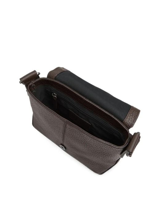The Bridge Black Manfredi Leather Messenger Bag for men