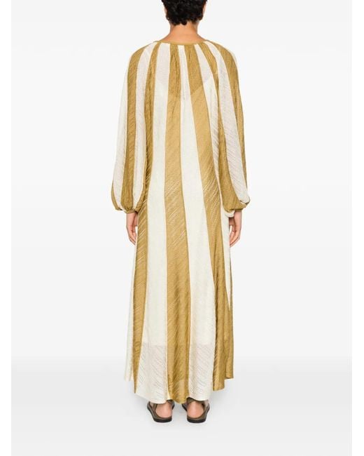 Zimmermann Metallic Mahon Splice Long-Sleeve Striped Maxi Dress